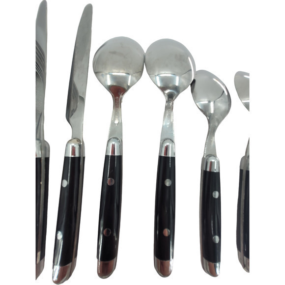 Cambridge Silversmiths Jubilee Black Handle Flatware Set Service‎ for 2 1-2 - Picture 9 of 12
